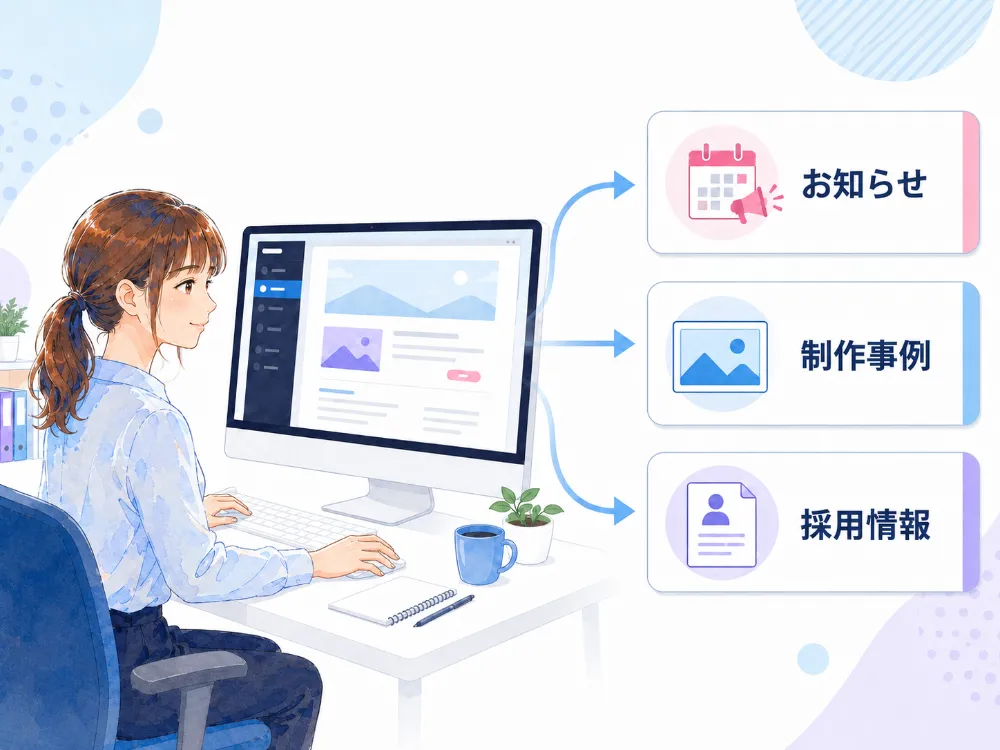 WordPressでお知らせ・制作事例・採用情報を自社更新する担当者